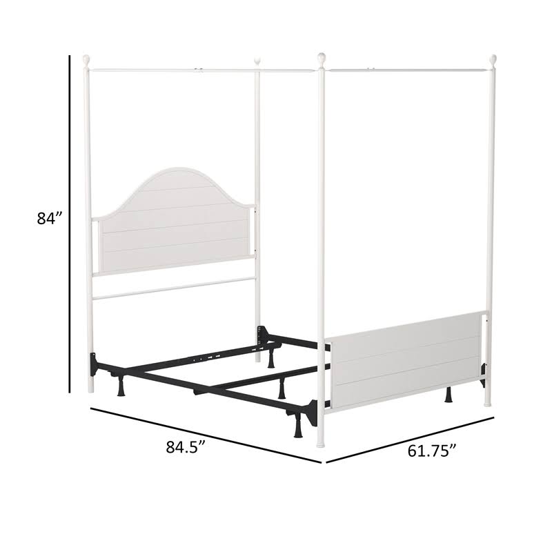 Brushed White Queen Metal Canopy Bed Q157878
