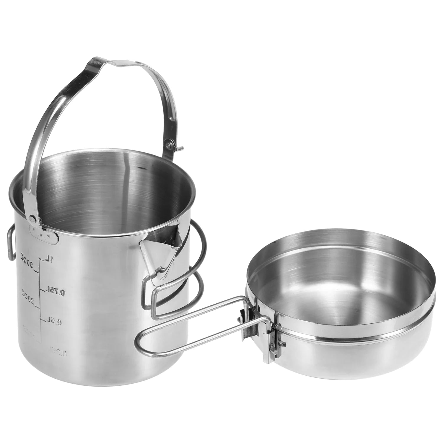 Stainless Steel 1L Camping Kettle with Foldable Handle Y659290