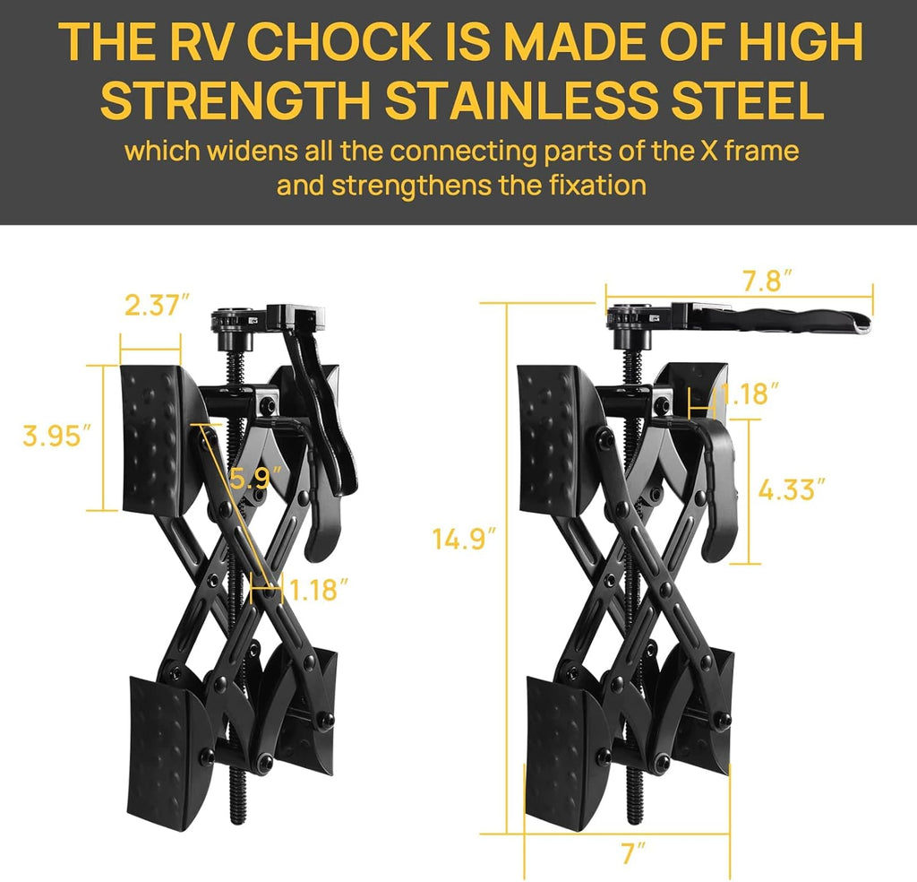 2 Packs RV Wheel Stabilizer with Integrated Wrench, Open 3'' to 10'' C343