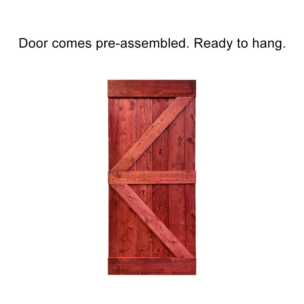 Red Walnut Stained Solid Pine Wood Interior Sliding Barn Door Slab U5412
