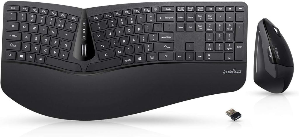 Wired USB Ergonomic Split Keyboard and Vertical Mouse Combo with Adjustable Palm Rest D550