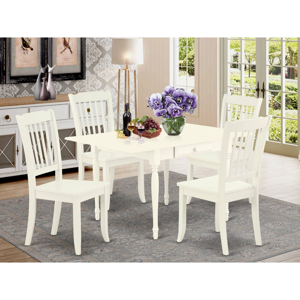 5-Piece Wood Dining Set with Linen White S62444