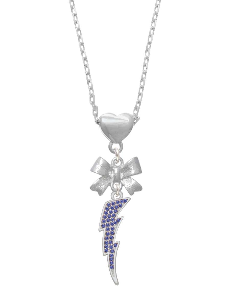 Large Blue Crystal Lightning Bolt Necklace Q323