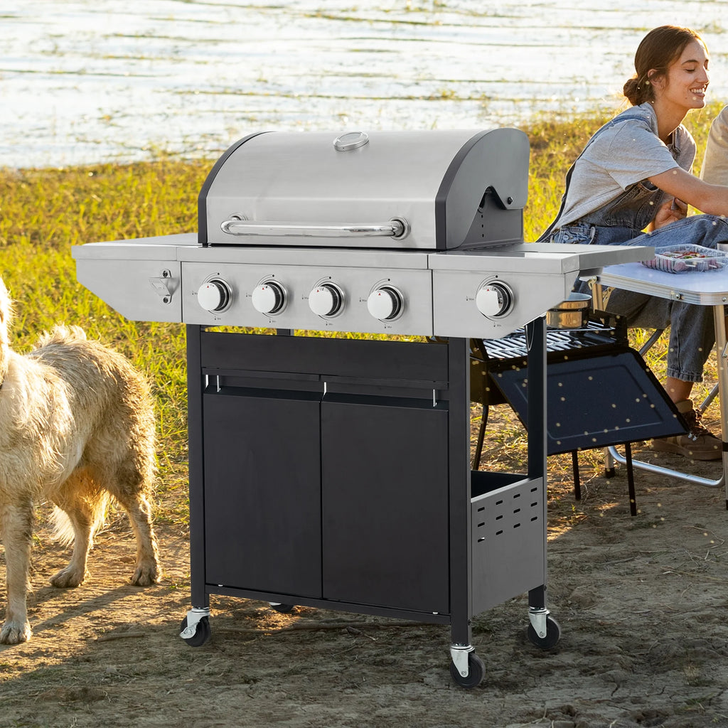 Liquid Propane Gas Grill BBQ Gas Oven with Side Burner W478076