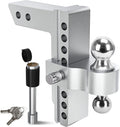 Adjustable Trailer Hitch Ball Mount, 2.5-Inch Receiver, 8-Inch Drop, Forged Aluminum Shank, 2-Inch and 2-5/16-Inch Combo Stainless Steel Tow Balls with Double Pin Key Locks N375