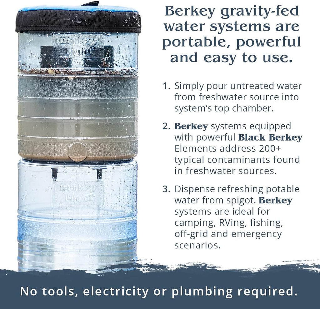 Gravity-Fed Water Filter with 2 Black Berkey Purification Elements B6190