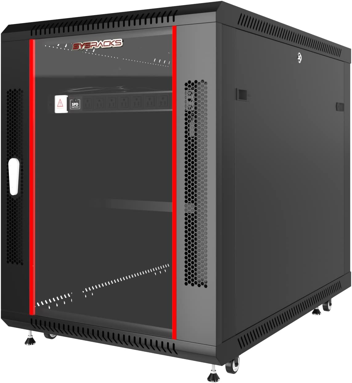 15U Server Rack Cabinet Locking Data Enclosure 35 Inch Deep Half Rack on Wheels P678085