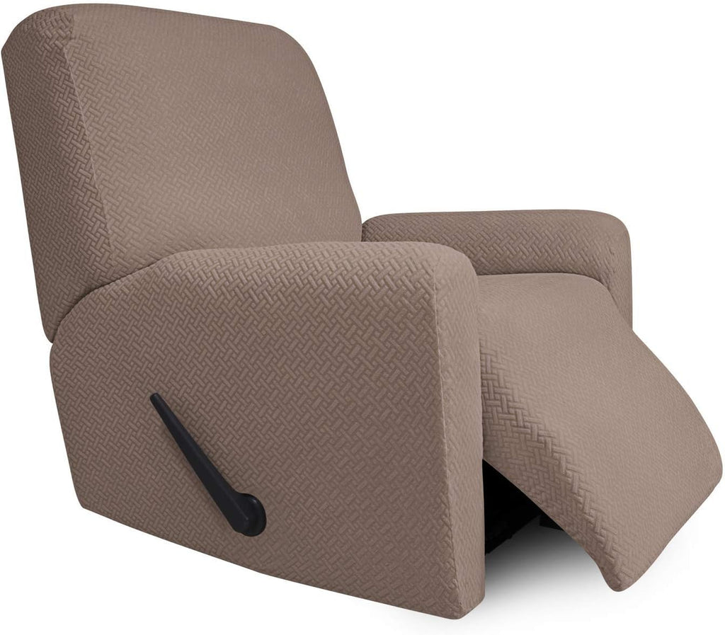 4-Piece Stretch Jacquard Recliner Sofa Cover with Elastic Loop, Dark Gray F586960