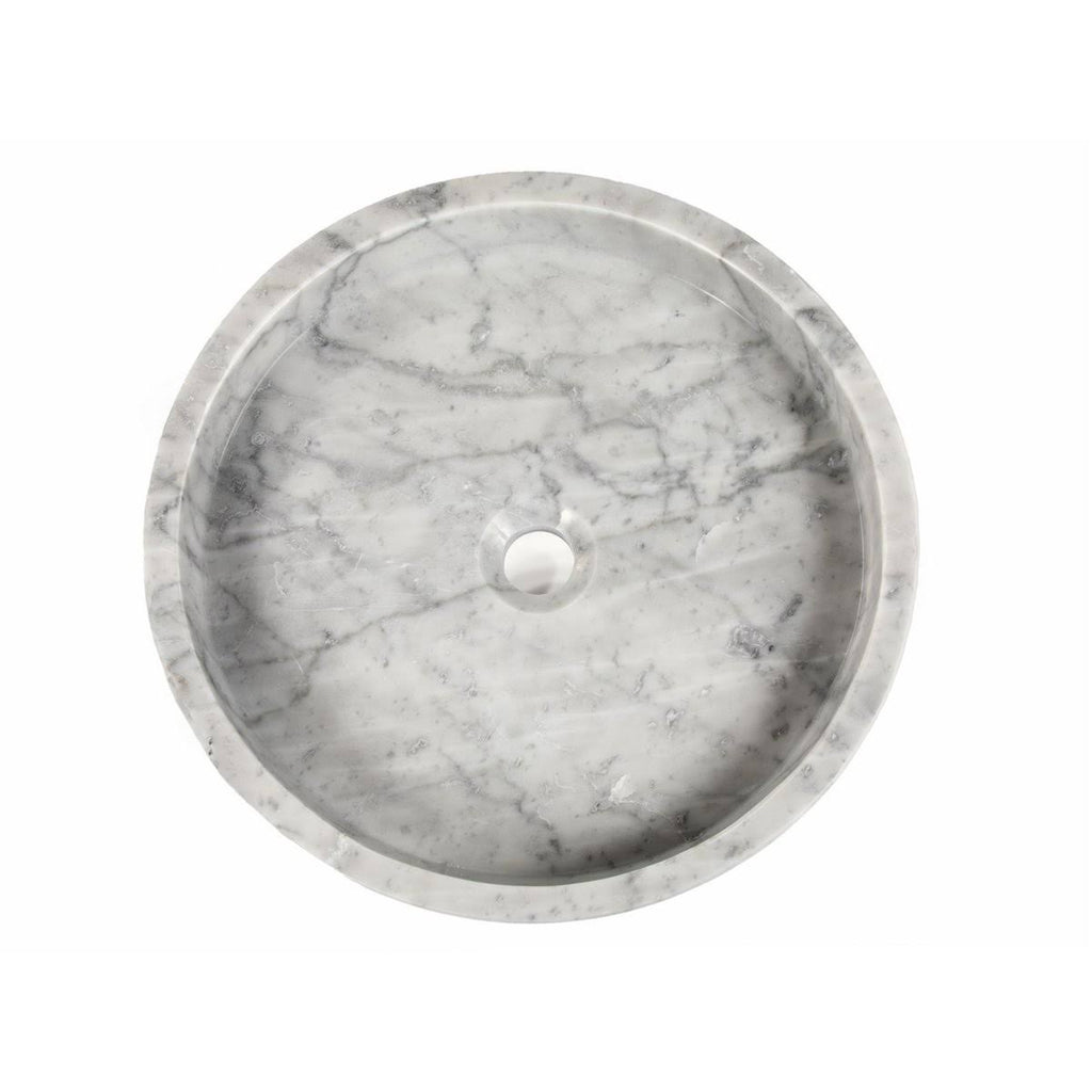 White Carrara Marble Round Vessel Sink Y5865