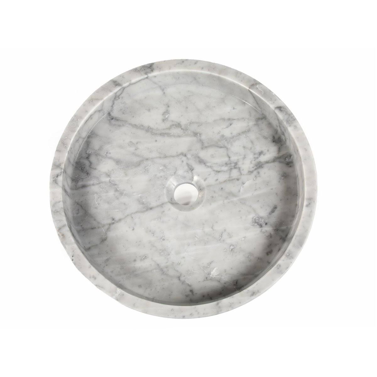 White Carrara Marble Round Vessel Sink Y5865