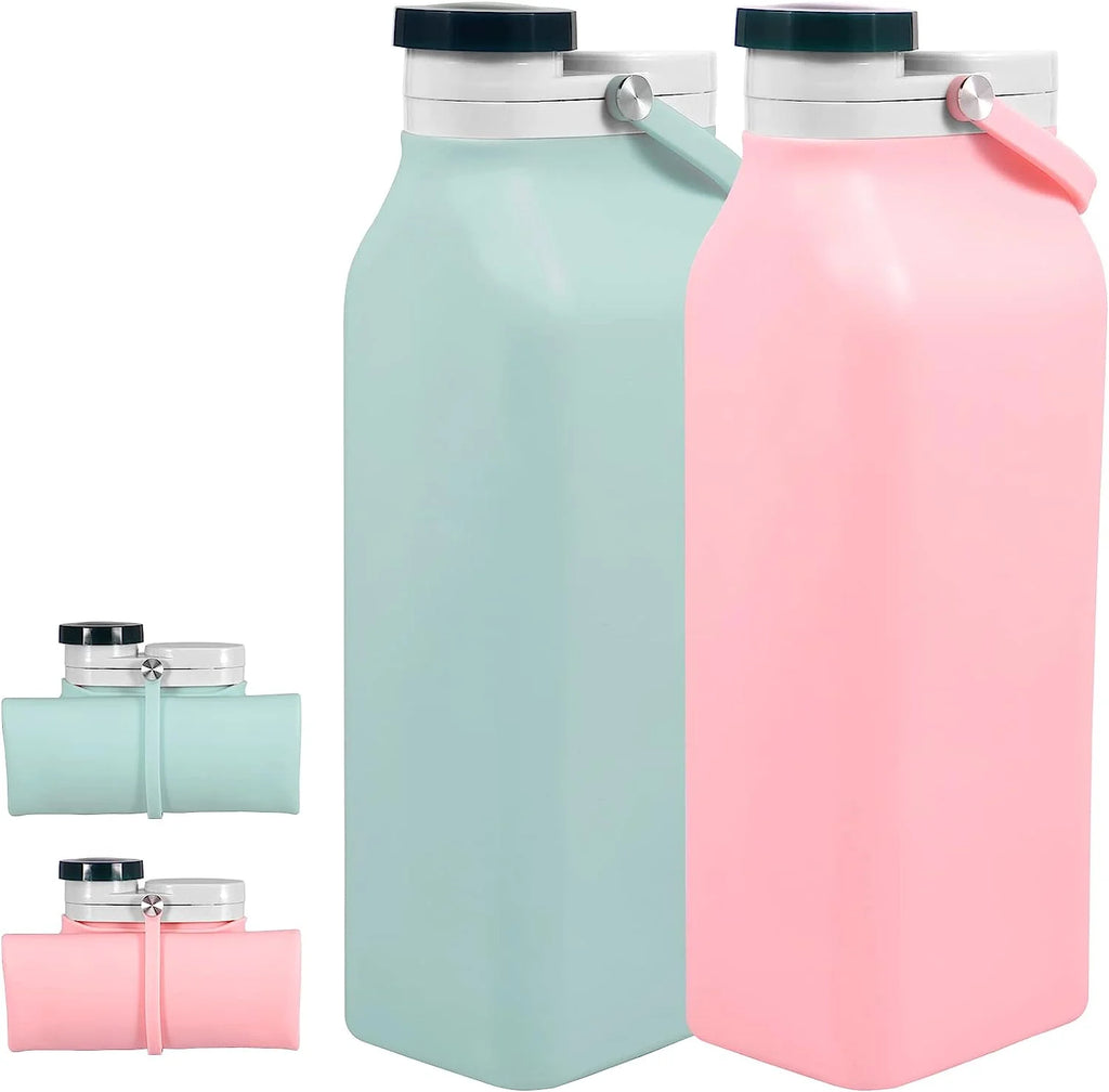 2PCS Collapsible 20oz Silicone Water Bottles M94008