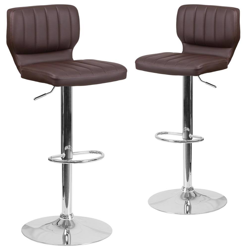 Brown Vinyl Bar Stool Set of 2 F840