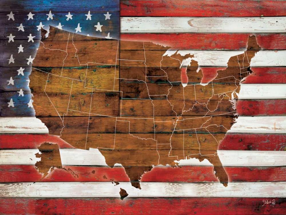 American Flag USA Map Poster Print (36 x 24) T914884