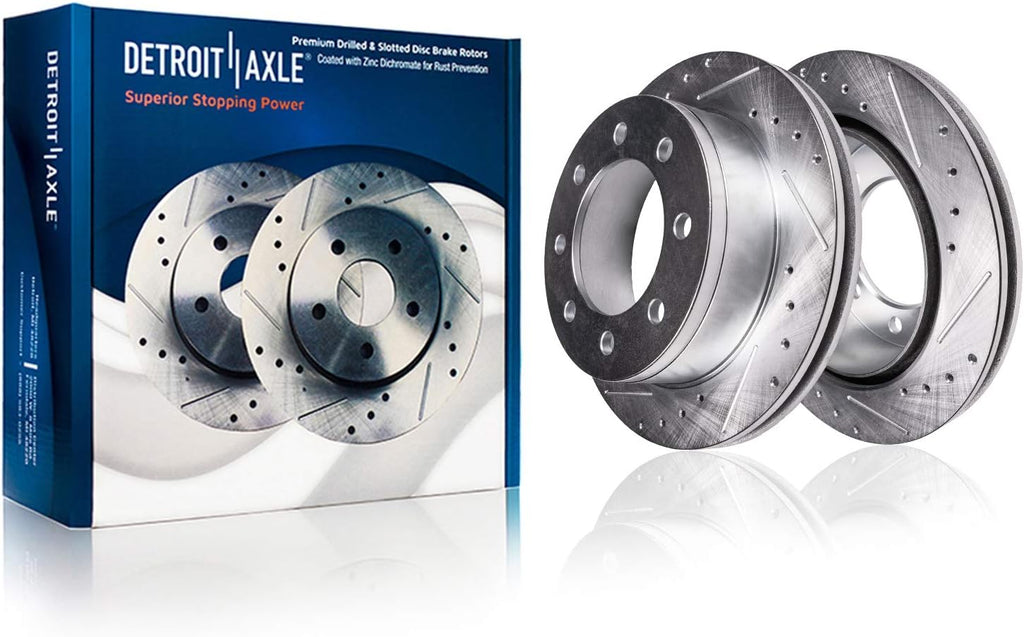4WD 331mm Front Drilled Slotted Brake Rotors + Brake Pads 4pc Set N64450