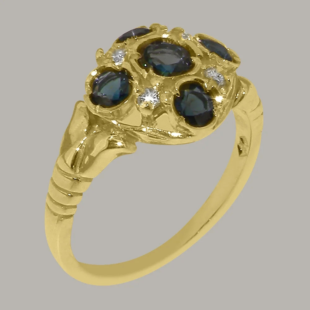 14k Yellow Gold London Blue Topaz Diamond Statement Ring O42405