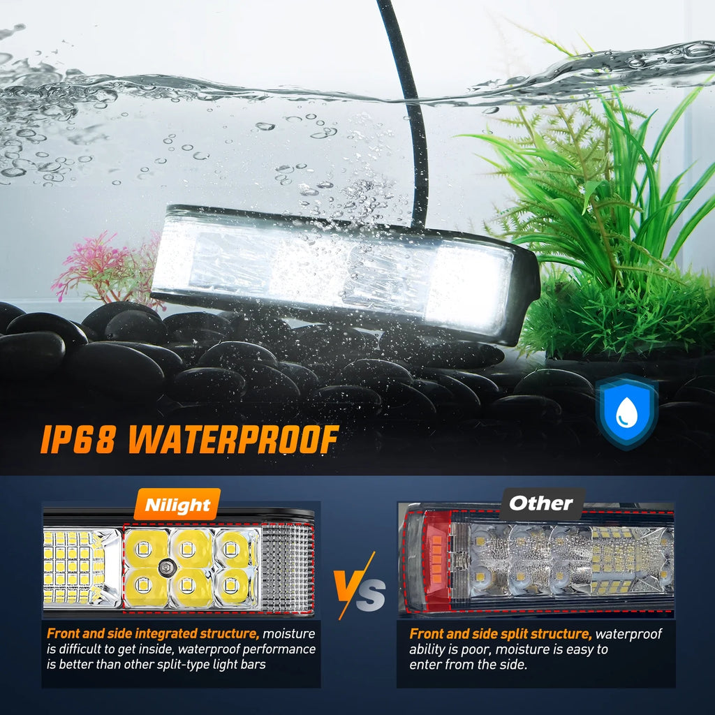 2PCS 6.5 Inch 60W LED Light Bar/Pods with Wiring Harness Kit D6997