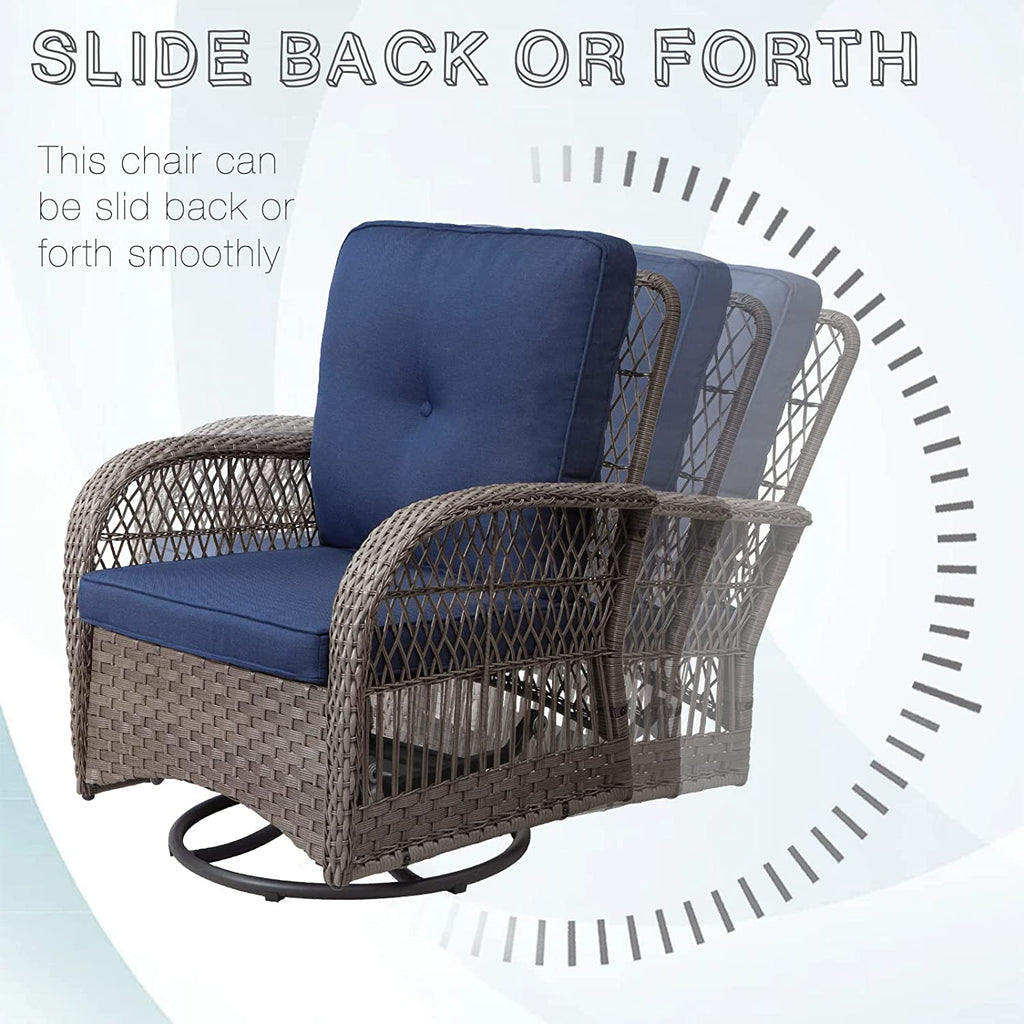 3 Piece Wicker Patio Bistro Set with Fabric Cushions L730