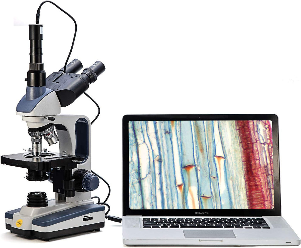 Trinocular Compound Microscope, 40X-2500X Magnification, Two-Layer Mechanical Stage M96650