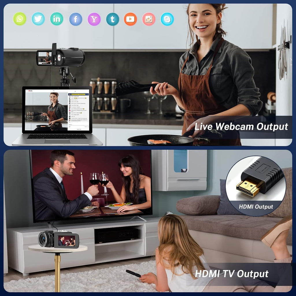 2.7K 30FPS 36MP 3.0 Inch IPS Touch Screen Camcorder with 2.4G Remote Control and Battery Charger U885345