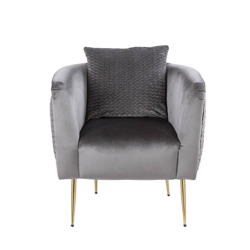Blush Pink Velvet Barrel Accent Chair with Metal Legs G41992