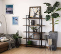 Walnut 5-Shelf Bookcase Brown Metal Z158469