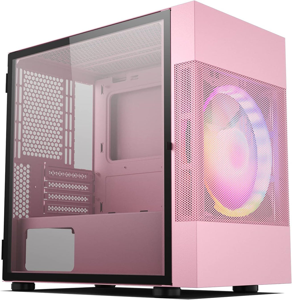 Pink Mid-Tower ATX PC Case with Tempered Glass V198500