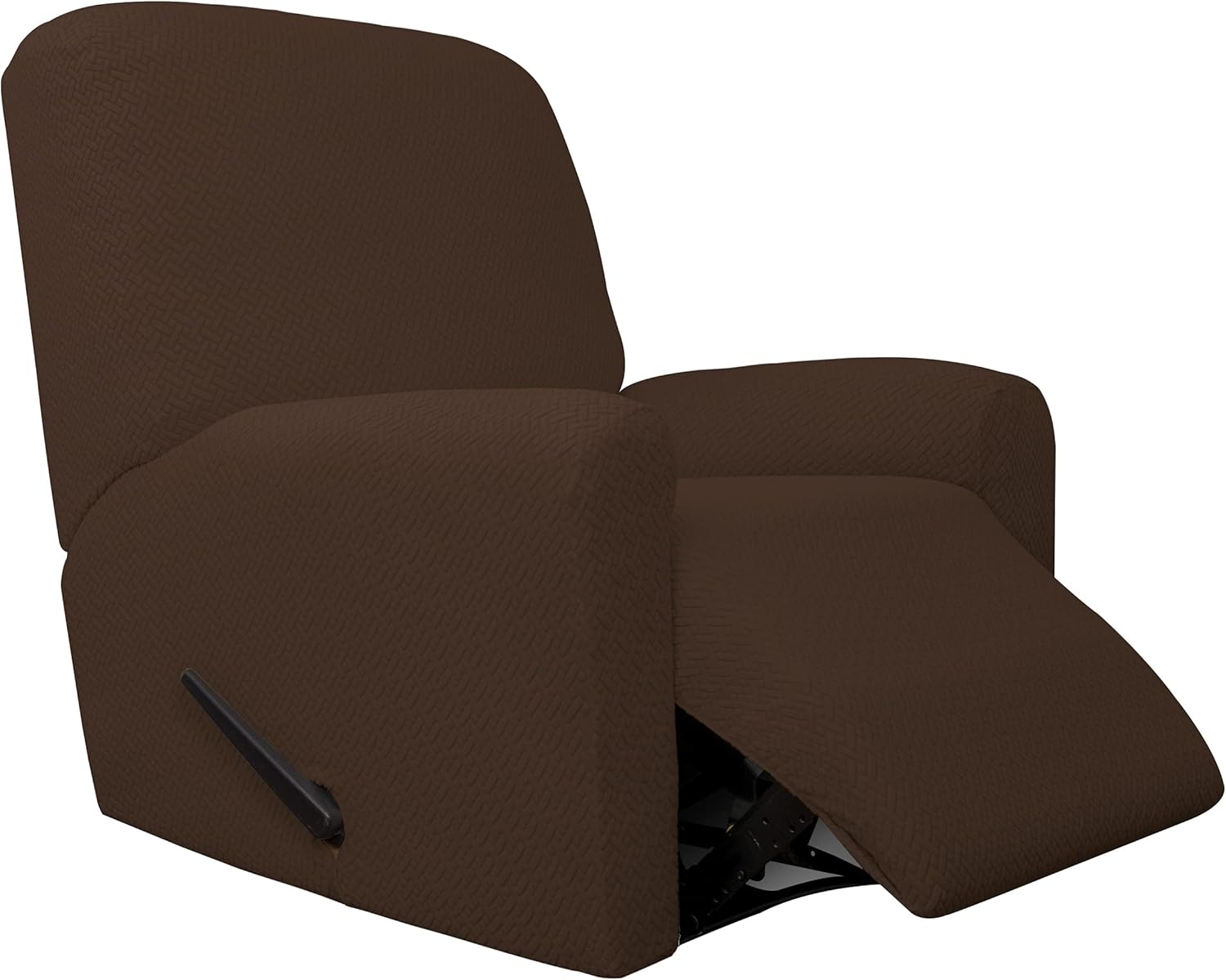 4-Piece Stretch Jacquard Recliner Sofa Cover with Elastic Loop, Dark Gray F586960