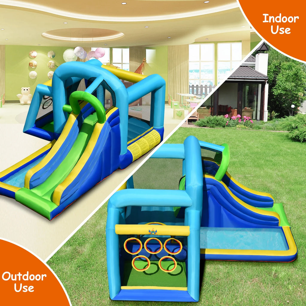 Inflatable Bouncer Climbing Bounce House Kids Slide Park Ball Pit with 550W Blower J981790