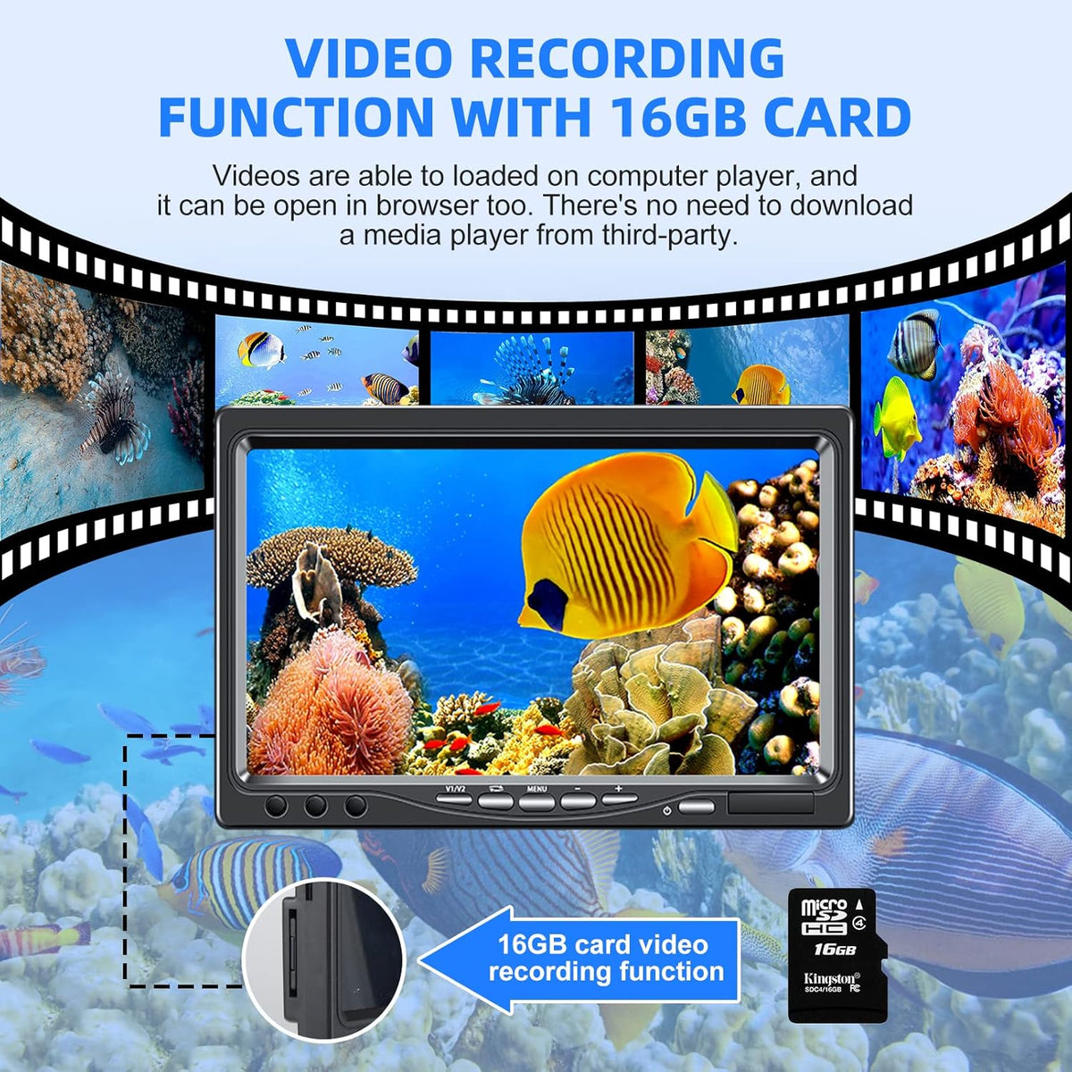 7'' Monitor Waterproof 12 Lights AHD 720p Fishing Camera T8973