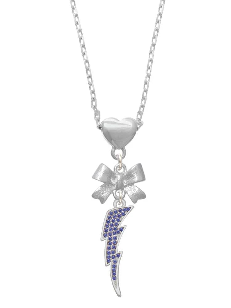 Large Blue Crystal Lightning Bolt Necklace Q323