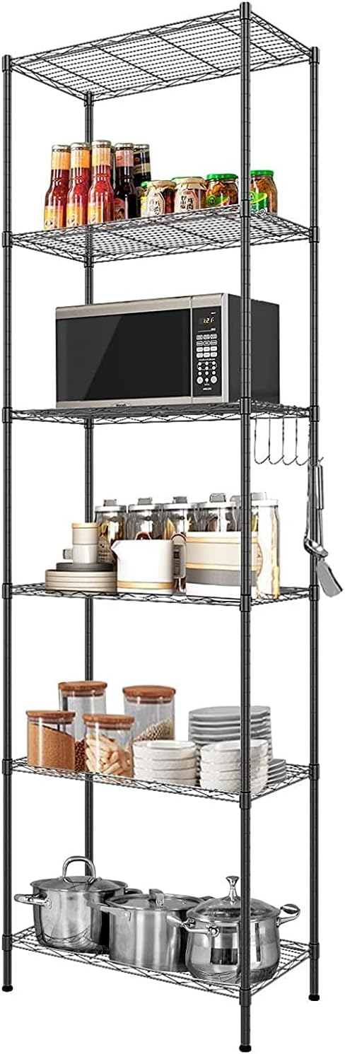 6-Shelf Heavy Duty Metal Wire Shelving Unit with Hooks X84920