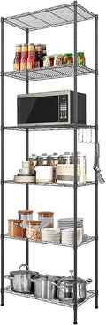 6-Shelf Heavy Duty Metal Wire Shelving Unit with Hooks X84920