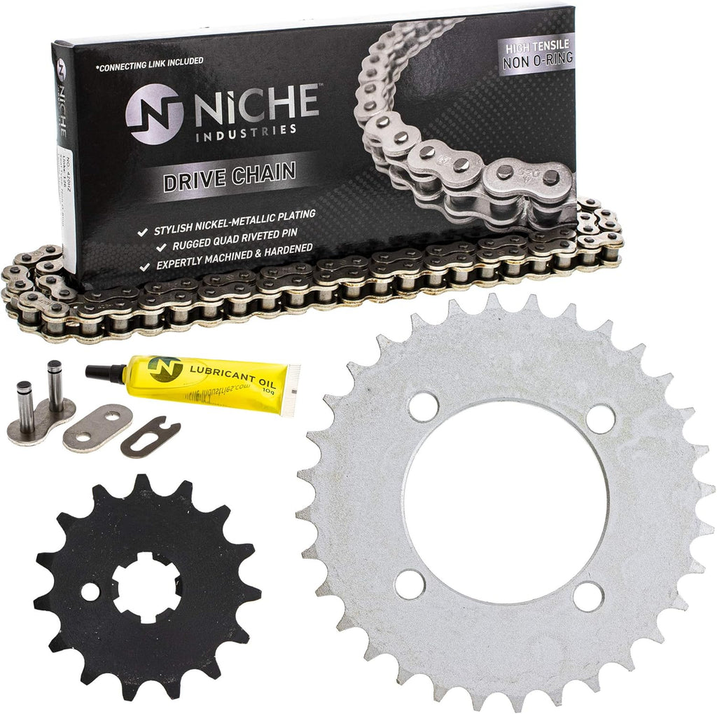 Drive Sprocket Chain Combo Front 15 Rear 32 Tooth 420HZ Standard 90 Links Pack of 2 A389866