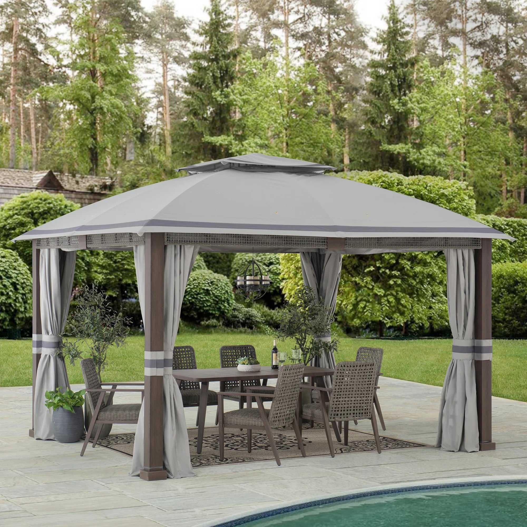 11' x 13' Gray Rectangle Soft-top Gazebo C76963