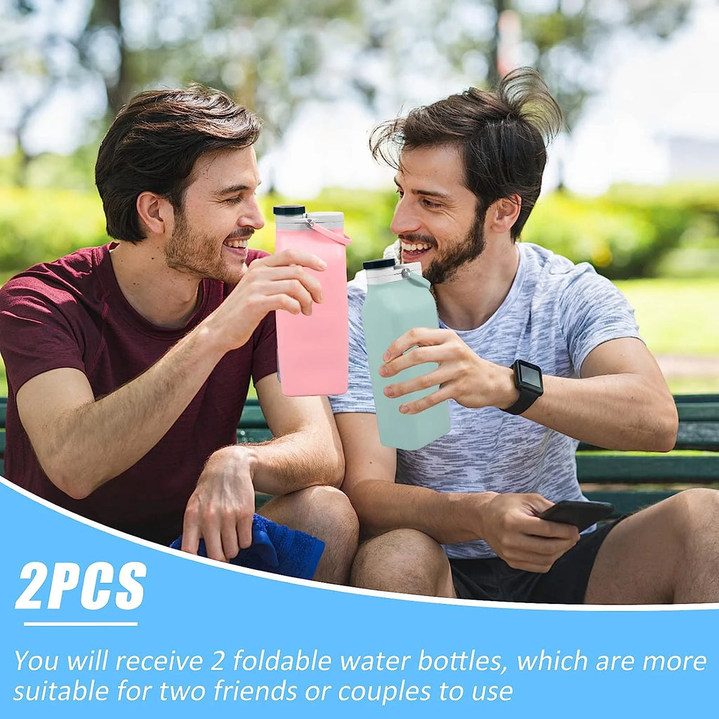 2PCS Collapsible 20oz Silicone Water Bottles M94008