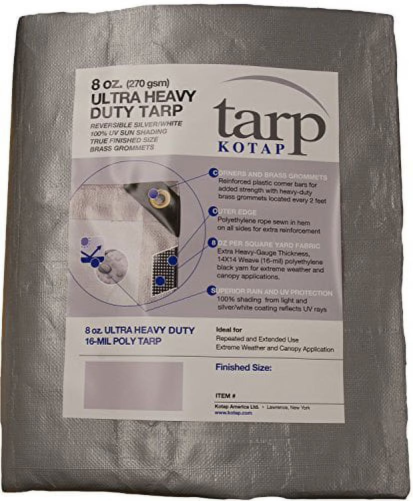 20-ft. x 20-ft. Ultra Heavy-Duty 8 oz/16-mil Poly Tarp Reversible Silver/White H173716