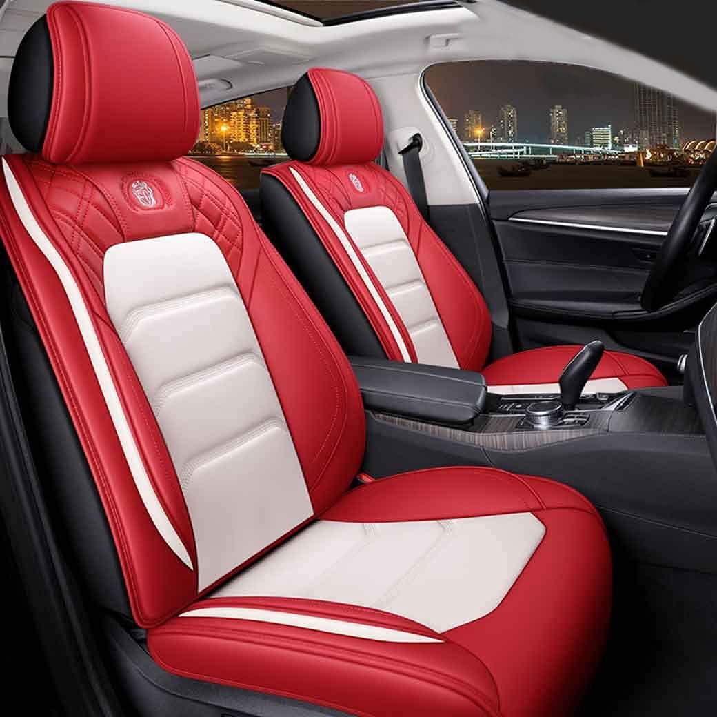 Pink White Leather Car Seat Covers 5 Seats Full Set U599
