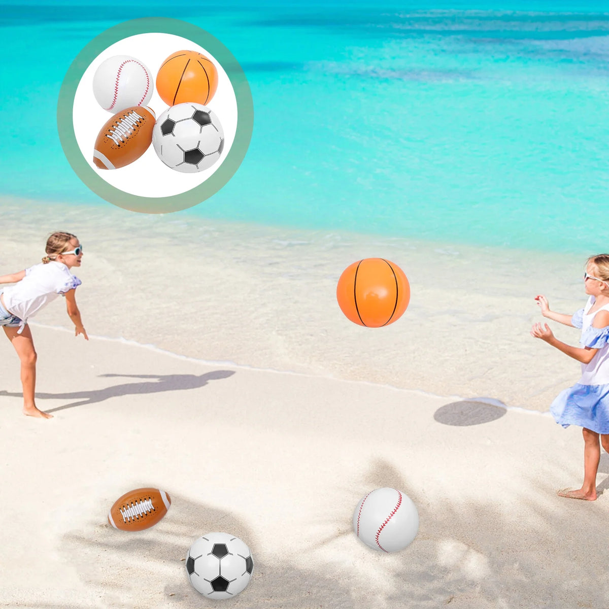 4pcs Inflatable Beach Ball Soccer Basketball Baseball T870