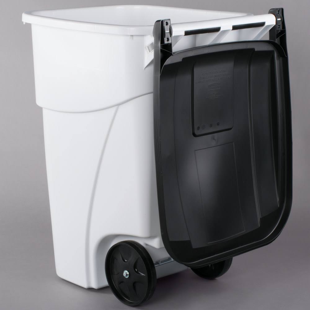 50 Gallon White Rollout Trash Container with Lid Z1709