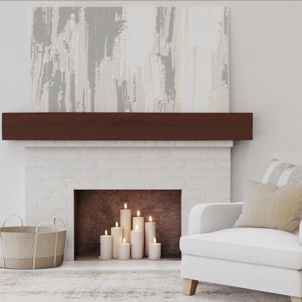 Rough Sawn Faux Wood Fireplace Mantel, Natural Pecan J412694