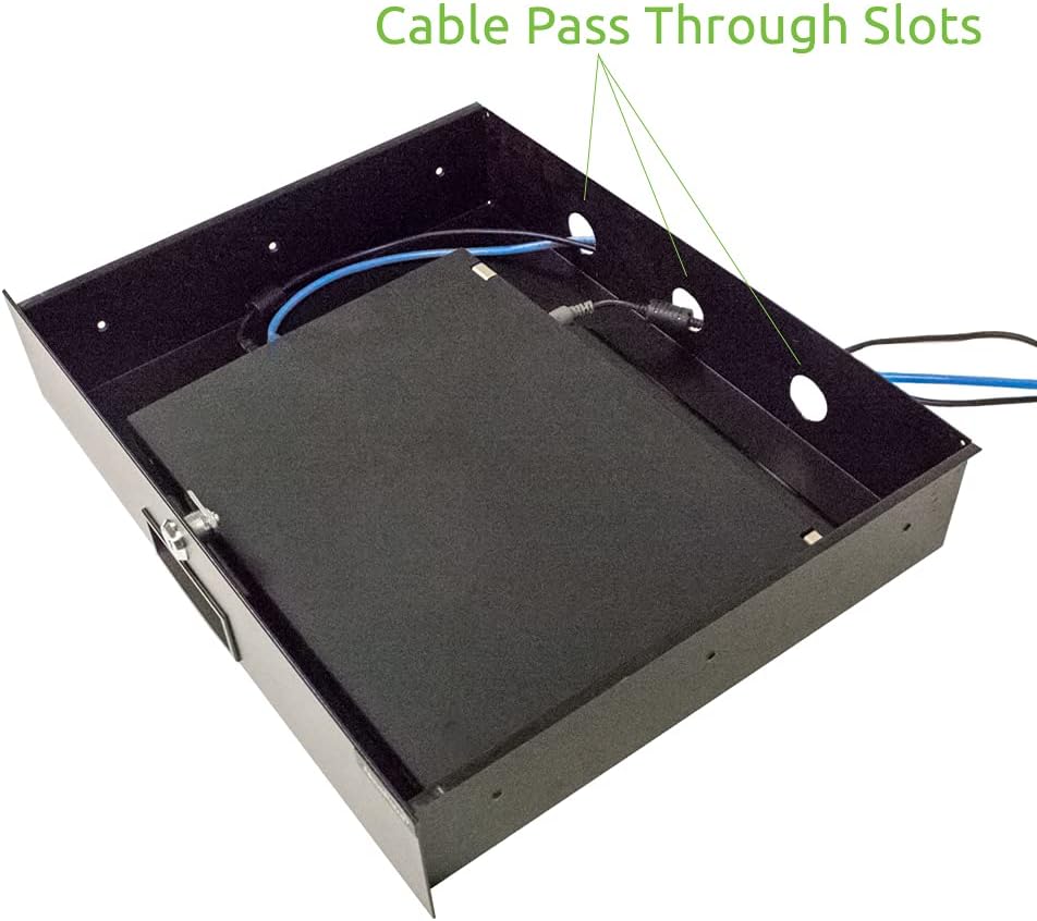 2U Black Rack Mount Drawer with Lock and Key S836