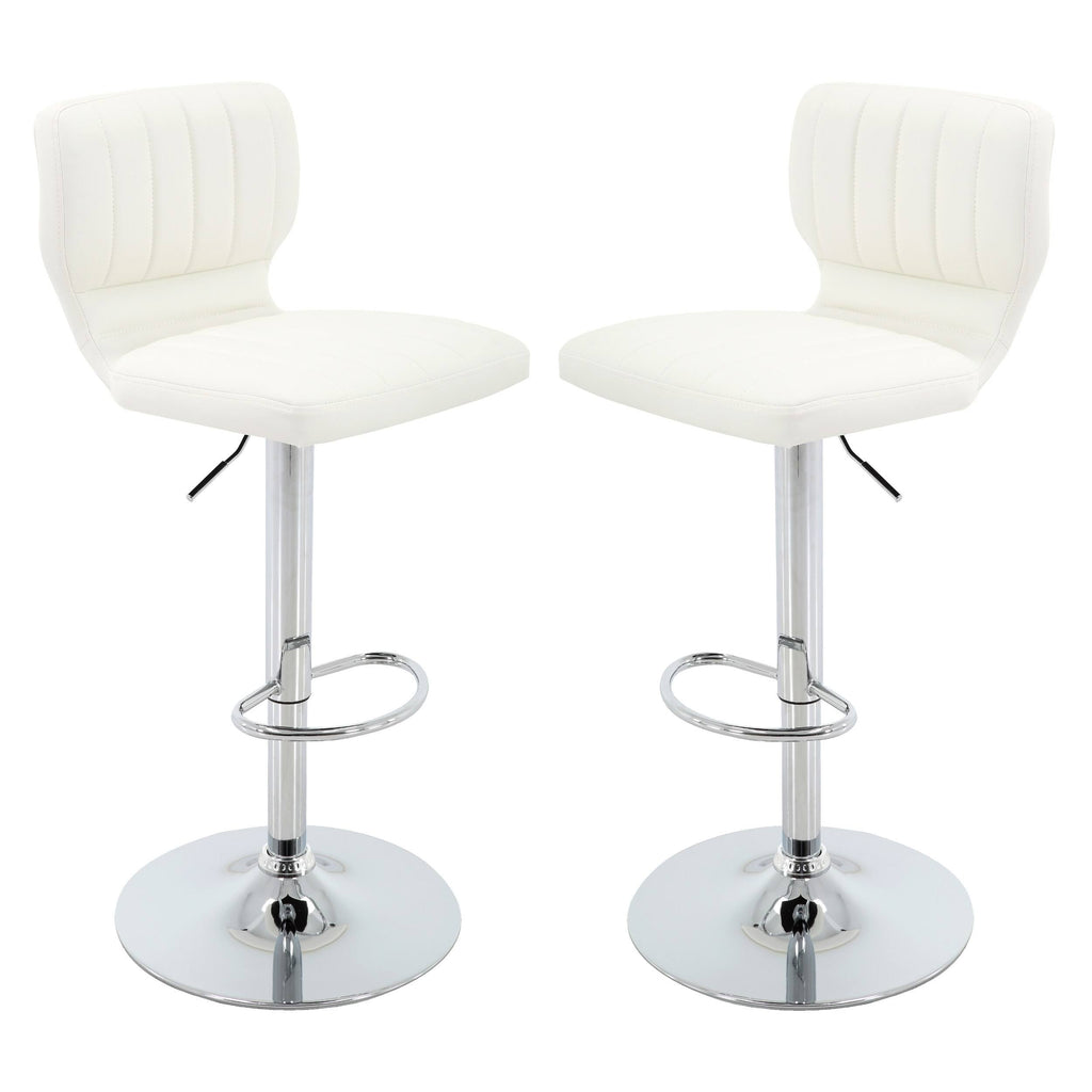 White PU Leather Adjustable Bar Stool Set of 2 G521