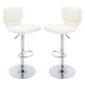 White PU Leather Adjustable Bar Stool Set of 2 G521