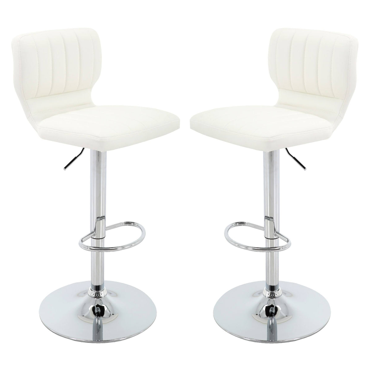 White PU Leather Adjustable Bar Stool Set of 2 G521