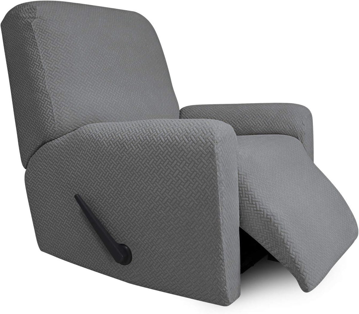 4-Piece Stretch Jacquard Recliner Sofa Cover with Elastic Loop, Dark Gray F586960