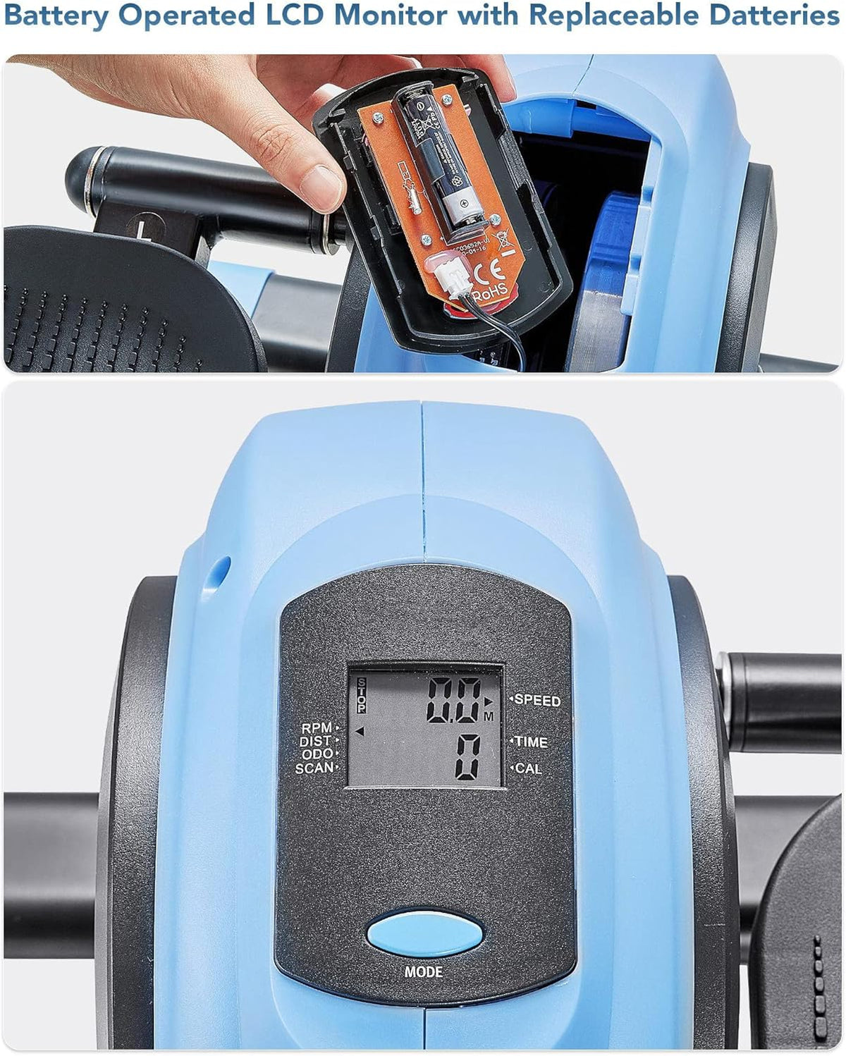 Under Desk Elliptical Pedal Exerciser with 8 Levels Adjustable Magnetic Resistance and LCD Monitor O282334