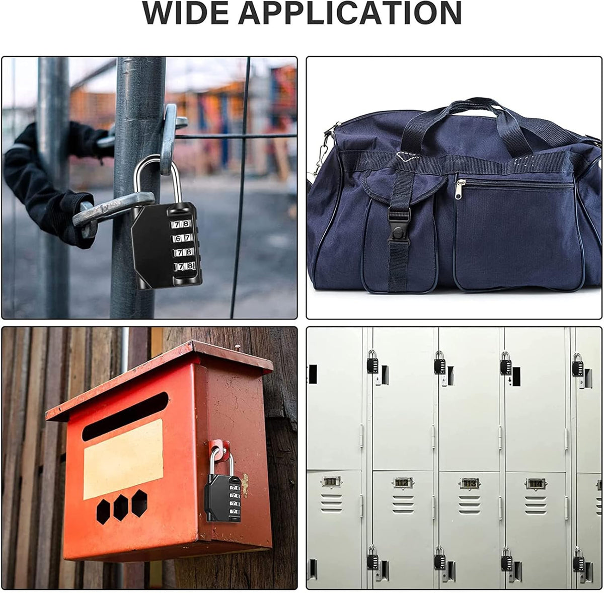 Combination Padlock 4 Digit Waterproof (Black, 24 Pieces) M27473