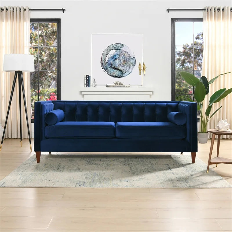Navy Blue Tufted Tuxedo Sofa S29412