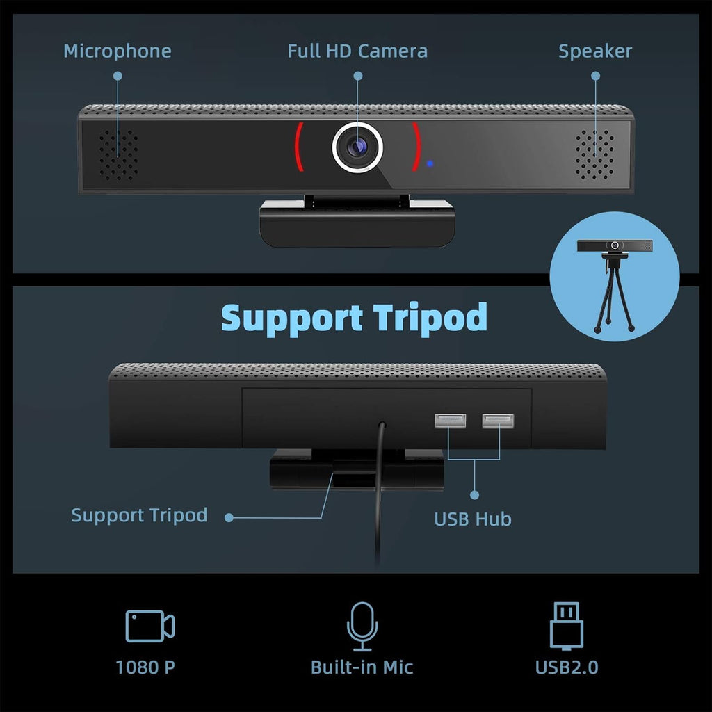 Webcam 1080p Full HD with Stereo Microphone, USB 2.0, Pack of 2 P149866
