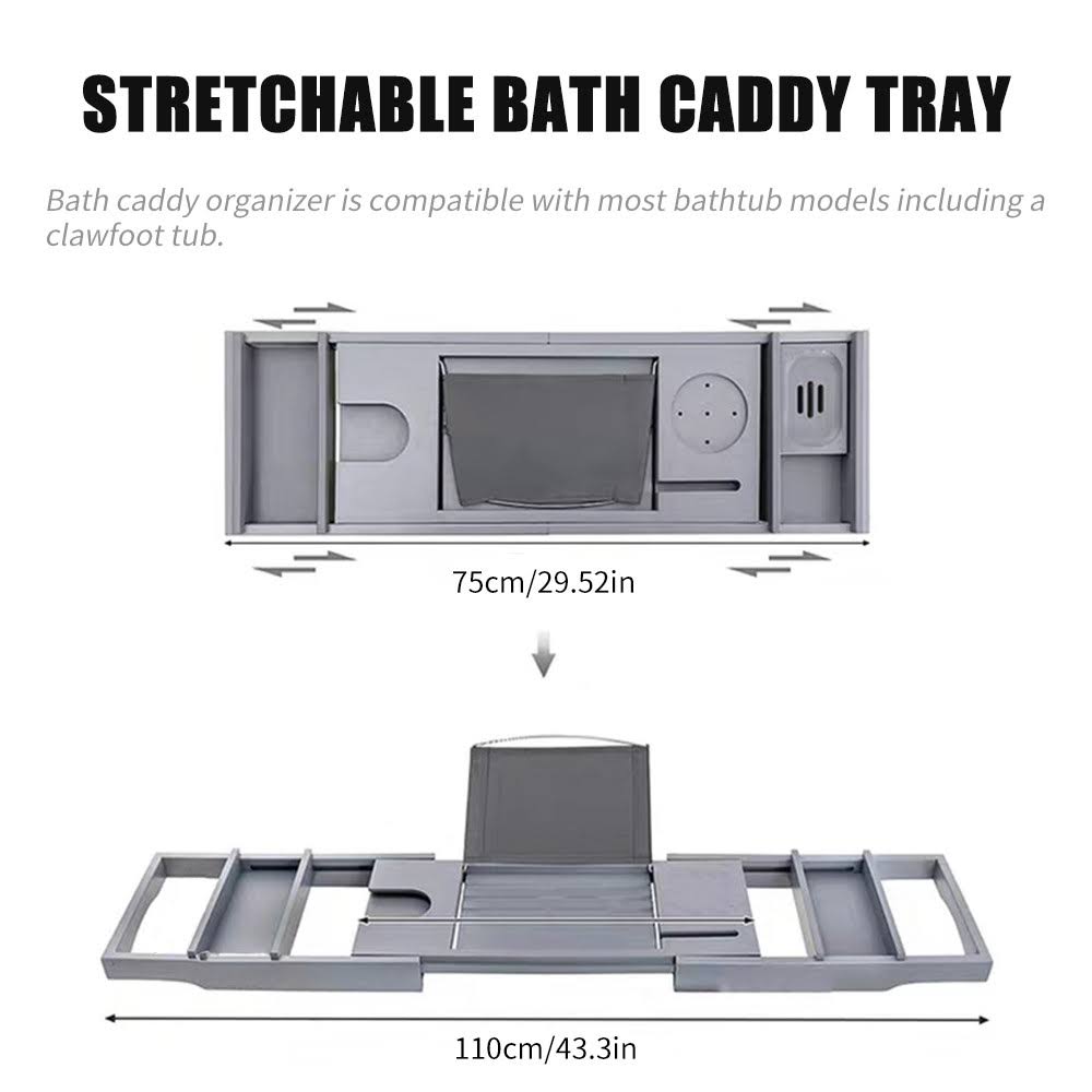 Bamboo Bathtub Caddy Tray Organizer R3984